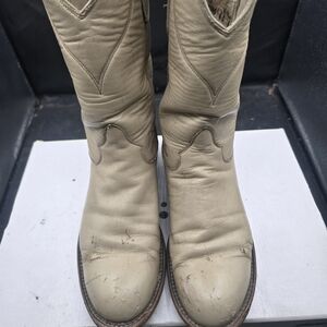 Tony‎ Lama Beige Leather Cowboy Boots